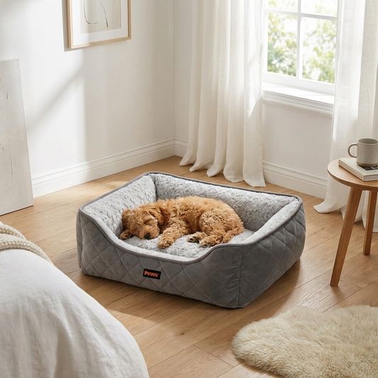 The Quilted Bolster — detail view | PawHaus Co premium dog bed