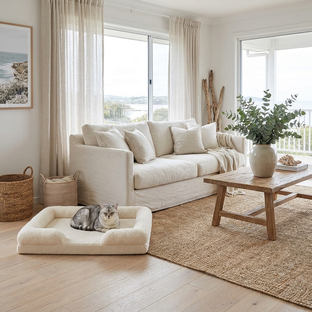 The Boucle Nest cat sofa bed |c:cream