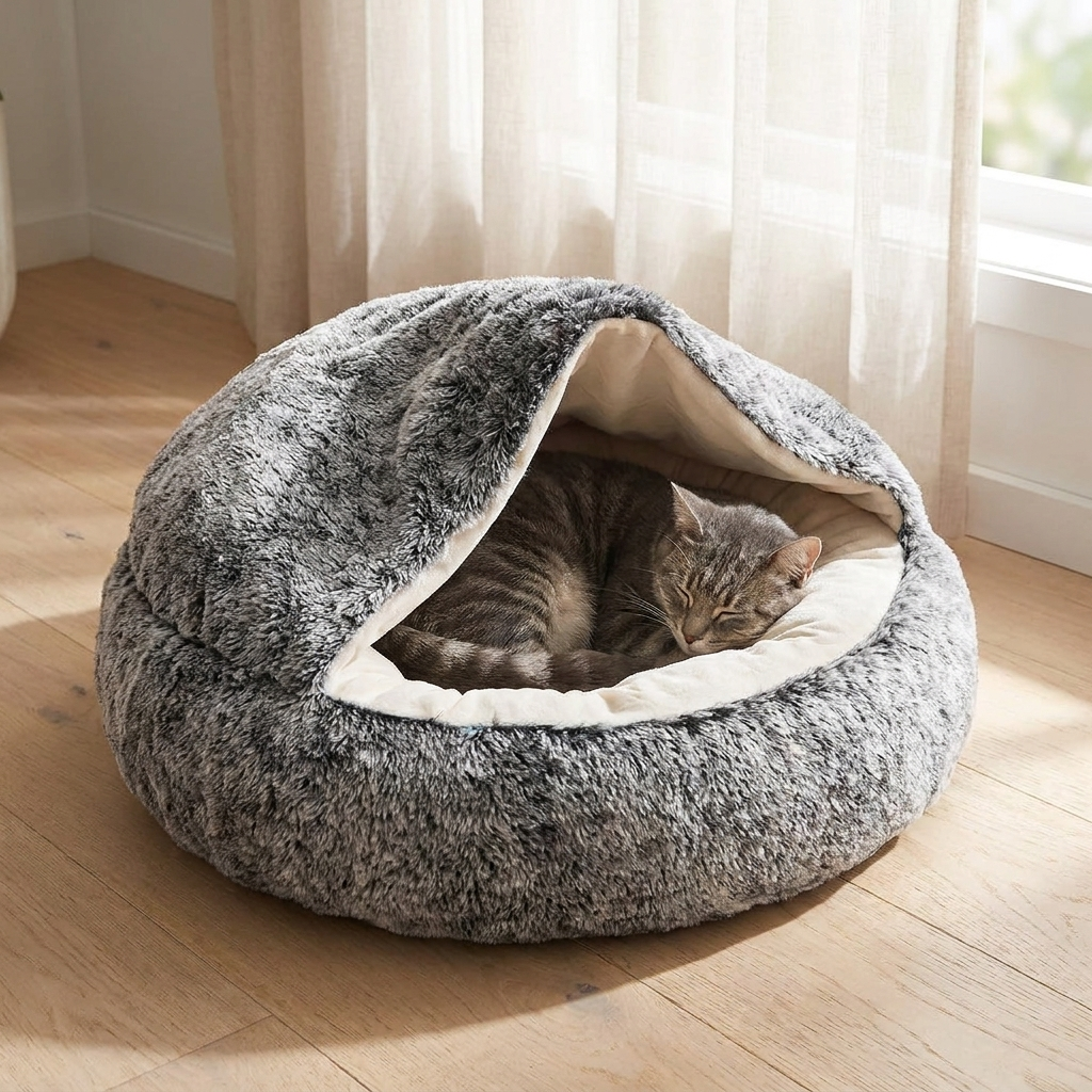 The Cat Cave hooded cat bed |c:charcoal