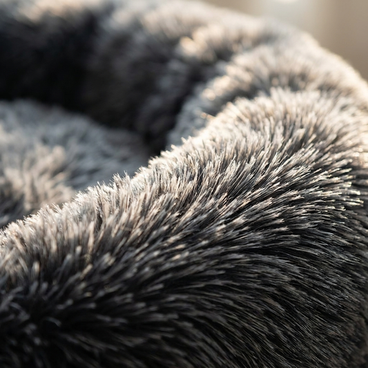 The Sherpa Nest — fabric close-up detail, frosted charcoal | PawHaus Co |c:Charcoal