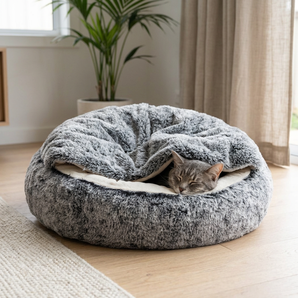 The Cat Cave hooded cat bed |c:charcoal
