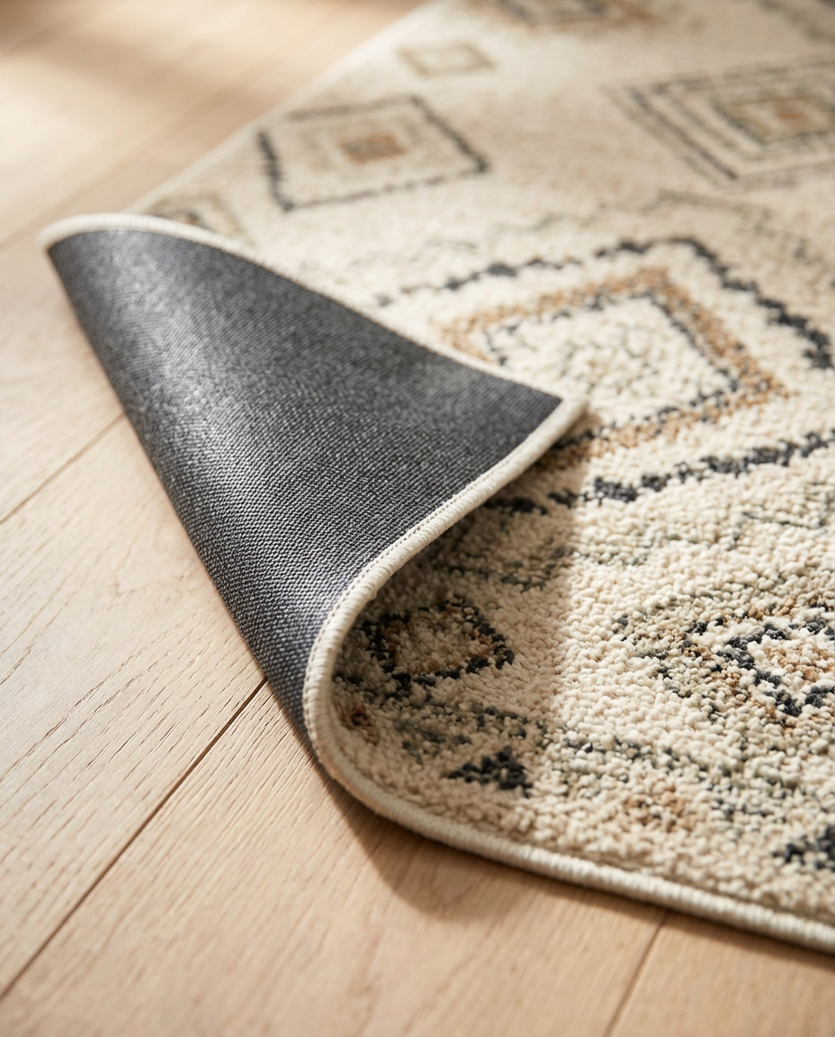 Non-slip backing and short pile detail of The Runner | PawHaus Co