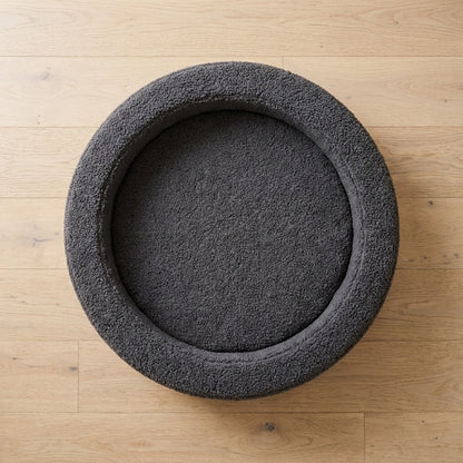 Top-down of The Calming Nest charcoal plush nest dog bed | PawHaus Co |c:Charcoal