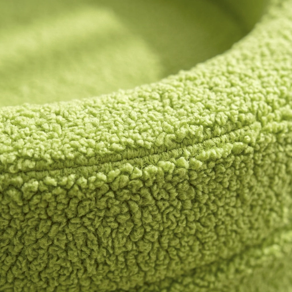 Lime green plush sherpa fleece texture detail of The Calming Nest | PawHaus Co |c:Lime Green