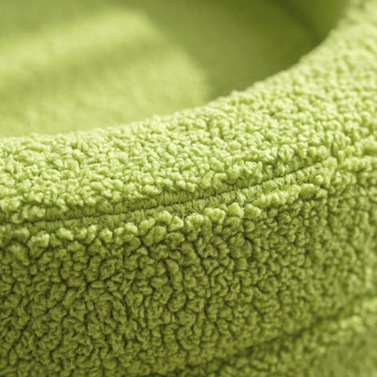 Lime green plush sherpa fleece texture detail of The Calming Nest | PawHaus Co |c:Lime Green