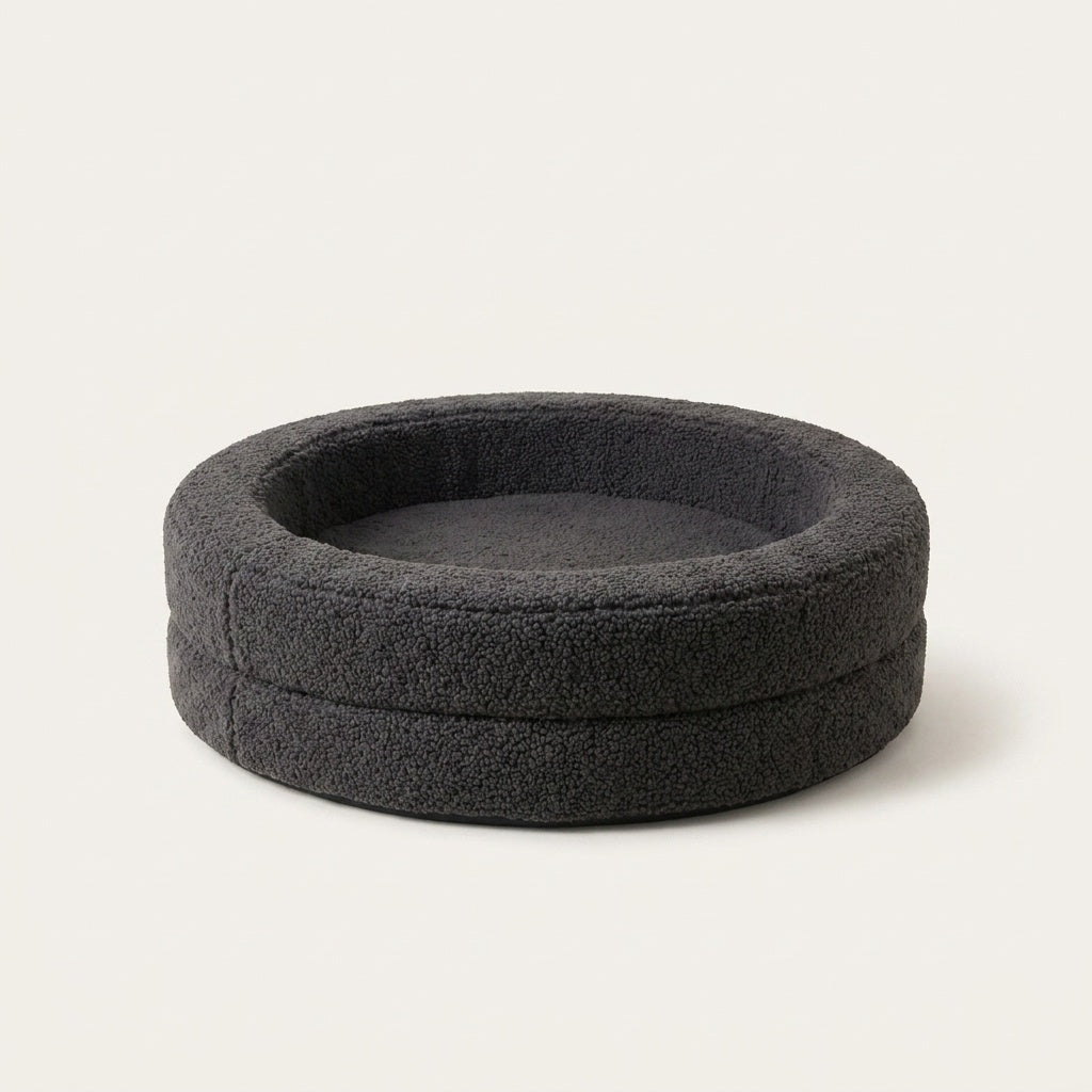 The Calming Nest charcoal plush nest dog bed studio product photo | PawHaus Co |c:Charcoal