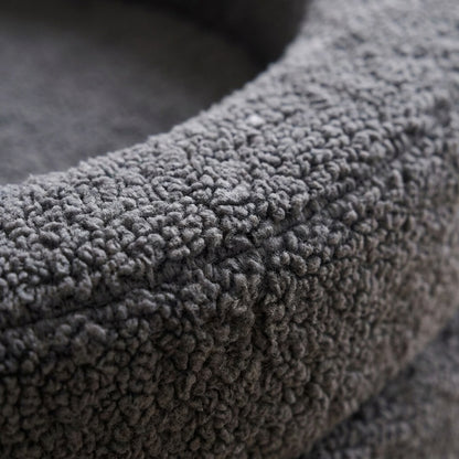 Charcoal plush sherpa fleece texture detail of The Calming Nest | PawHaus Co |c:Charcoal