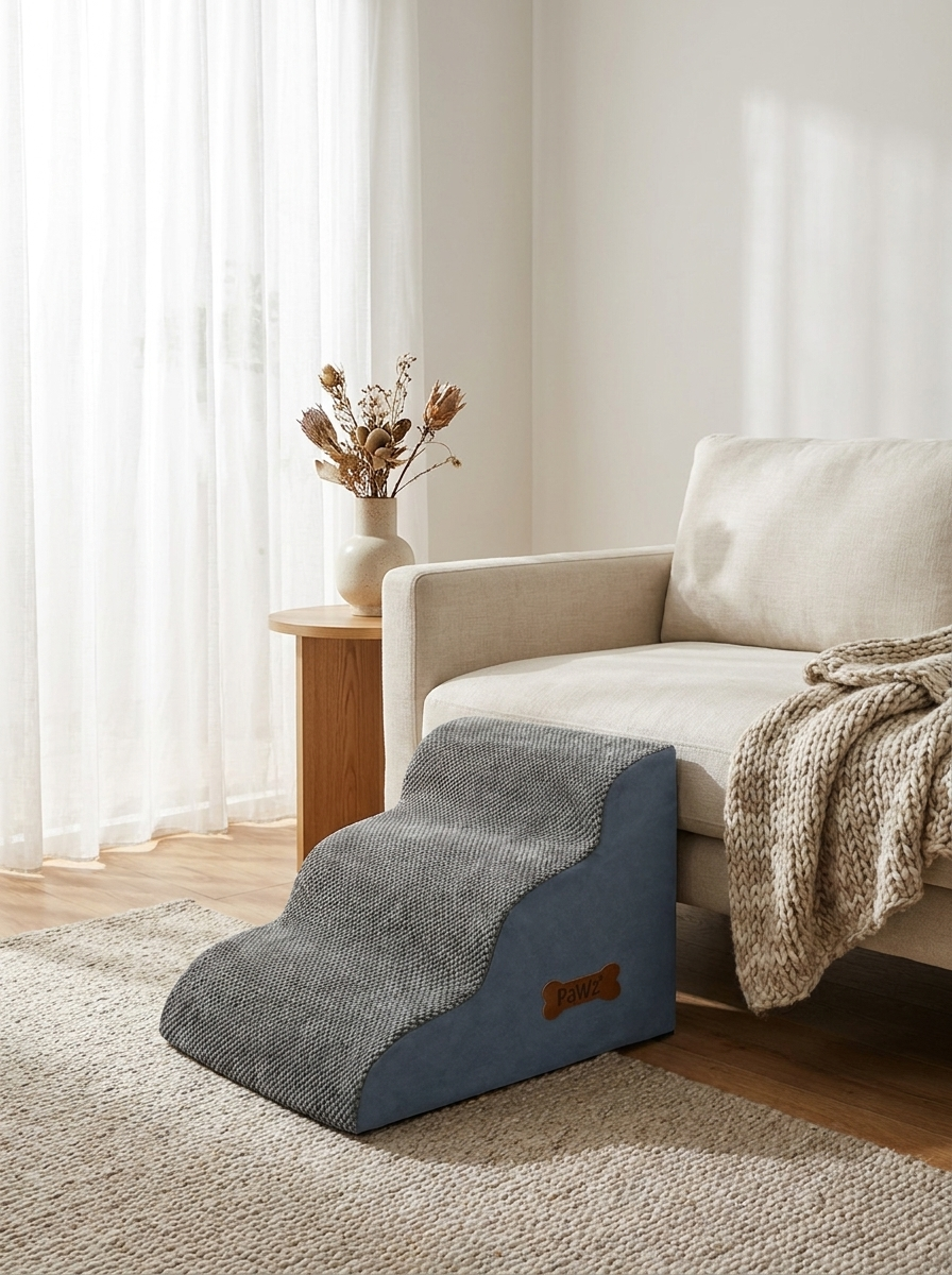 PawHaus Co The Steps — minimal dog stairs for sofa access, white and clean design