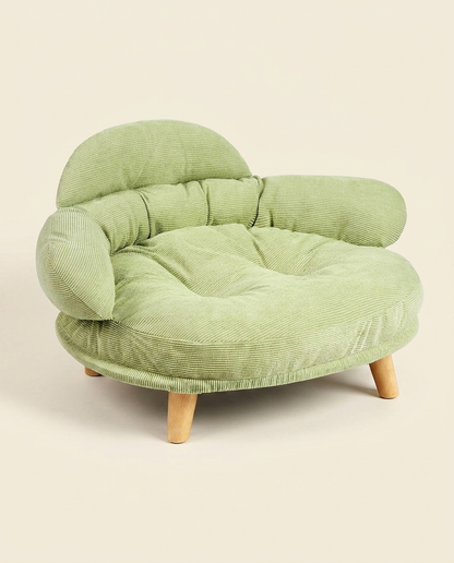 The Cocoon Lounge sage green corduroy dog sofa studio product photo | PawHaus Co |c:Sage Green
