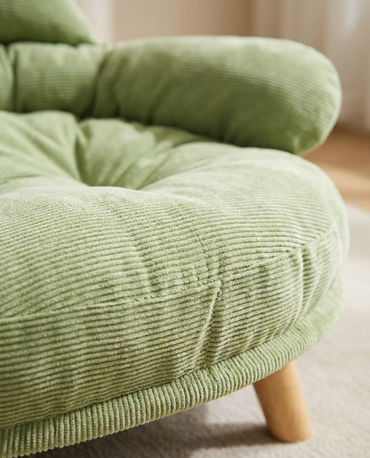 Sage green corduroy fabric and tufting detail of The Cocoon Lounge | PawHaus Co |c:Sage Green