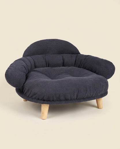 The Cocoon Lounge charcoal corduroy dog sofa studio product photo | PawHaus Co |c:Charcoal