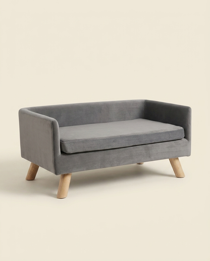 The Lounge grey velvet dog sofa bed studio product photo | PawHaus Co