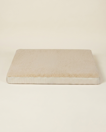The Linen Mat cream boucle flat dog mattress studio photo | PawHaus Co