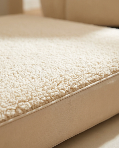 Cream sherpa boucle texture detail of The Linen Mat | PawHaus Co