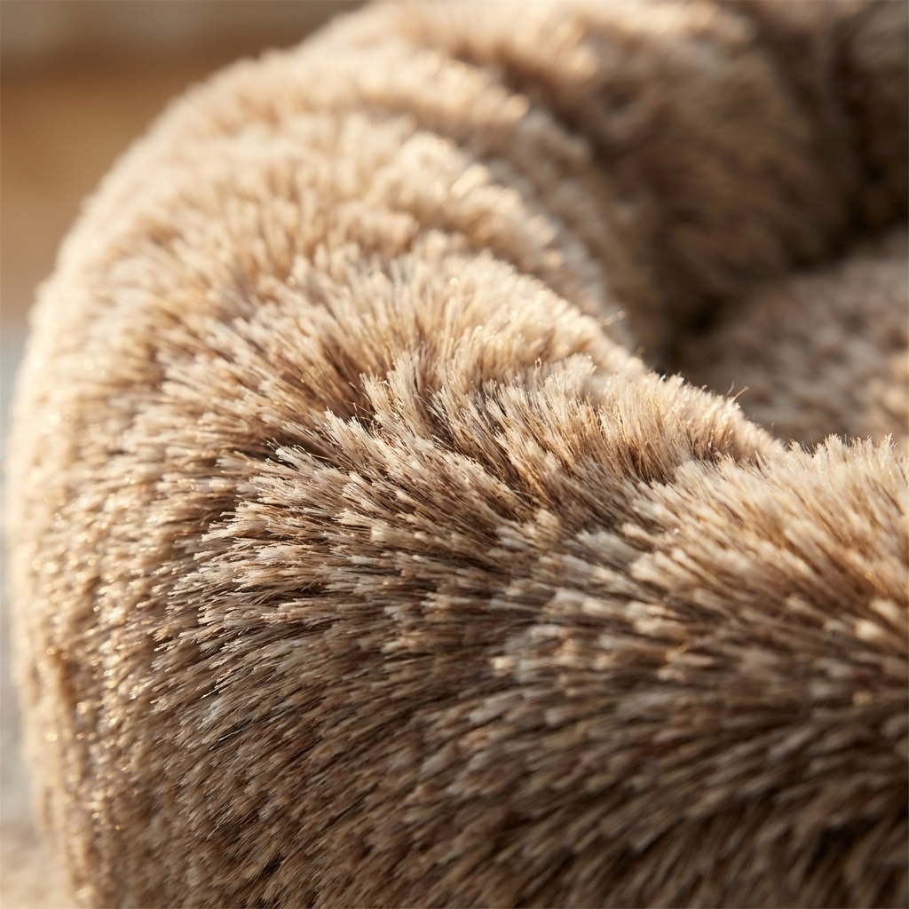The Sherpa Nest — fabric close-up detail, frosted brown | PawHaus Co |c:Brown
