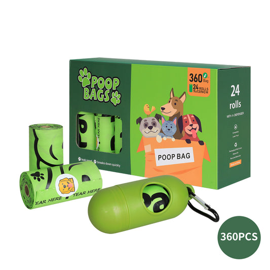 Compostable dog poop bags 24-roll pack with dispenser | PawHaus Co