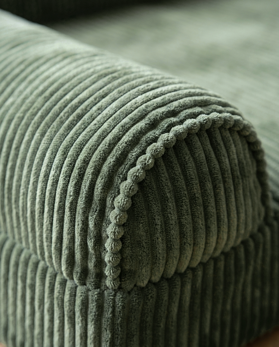Sage-green corduroy and bolster detail of The Sage Bolster | PawHaus Co |c:Sage Green