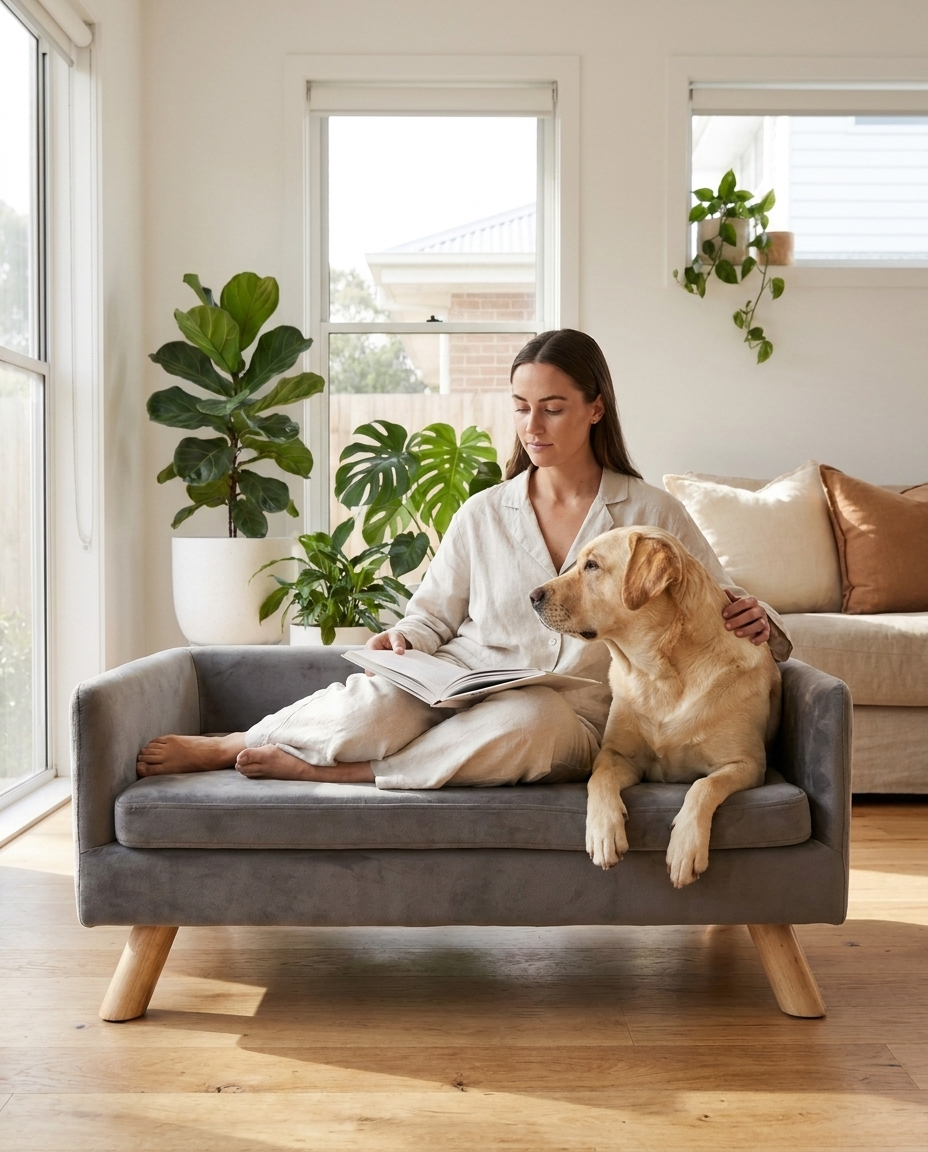 PawHaus Co premium dog beds styled in a modern Australian home
